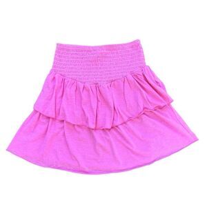 Simply Southern Womens Pink Ruffle Smocked Tiered Mini Skirt Size Small